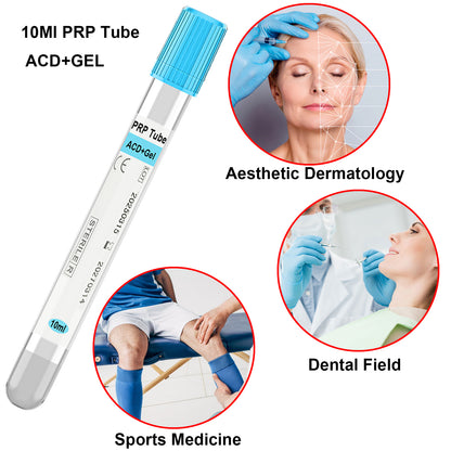 50-Pack 10ml PRP Gel Tubes with ACD Anticoagulant – Sterile Vacuum Tubes for PRP Separation